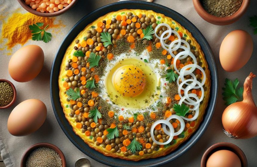 Omelette Savoureuse aux Lentilles et Riz