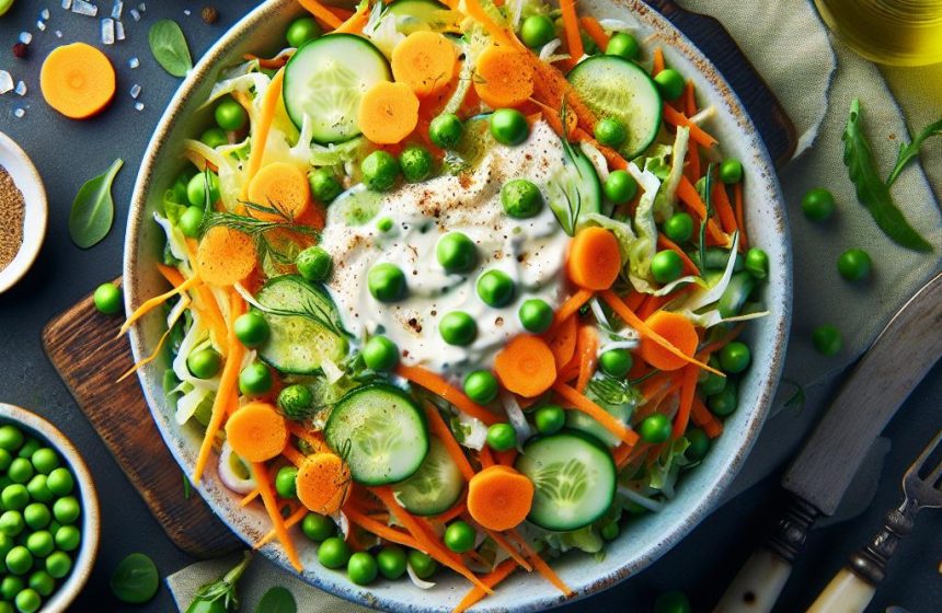 Salade Croquante de Carottes et Petits Pois à la Sauce Crémeuse