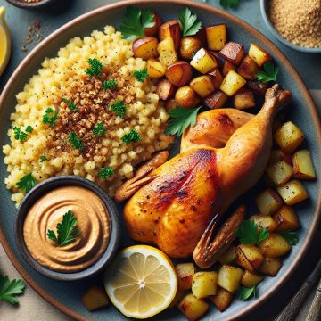 Poulet au Citron avec Houmous Fumé et Boulgour