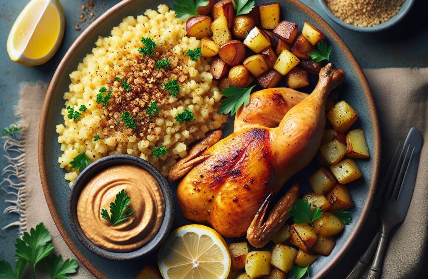 Poulet au Citron avec Houmous Fumé et Boulgour