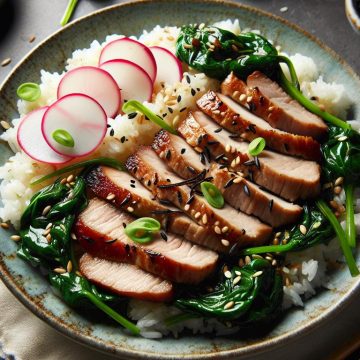 Porc Sauté au Riz et Légumes Frais