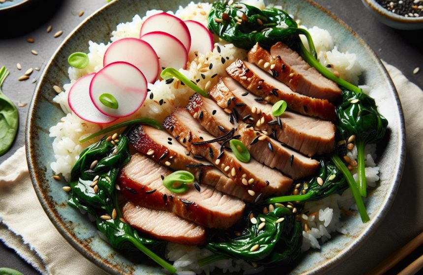 Porc Sauté au Riz et Légumes Frais