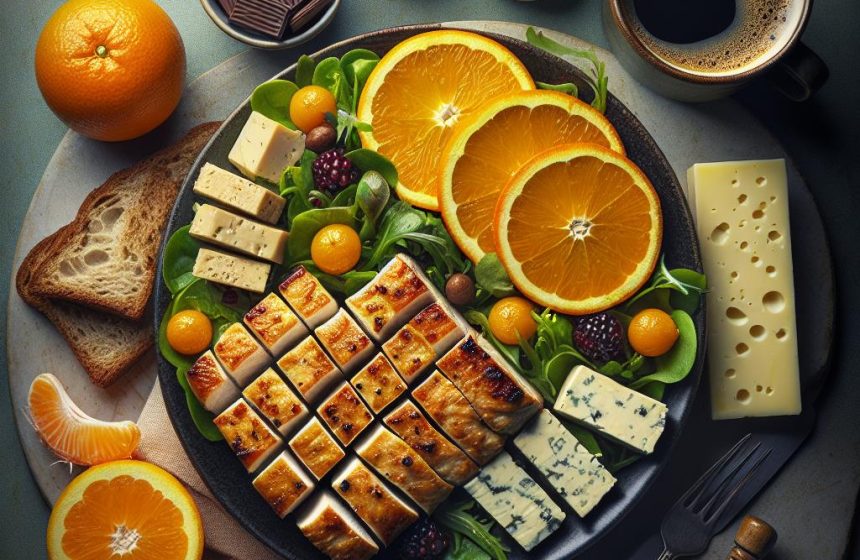 Délice de Poulet en Bricks avec Agrumes et Salade Verte