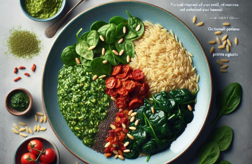 Orzo aux Épinards et Pesto Rosso