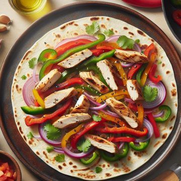 Tortilla de Poulet aux Poivrons Colorés