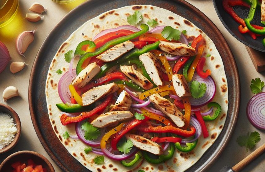 Tortilla de Poulet aux Poivrons Colorés