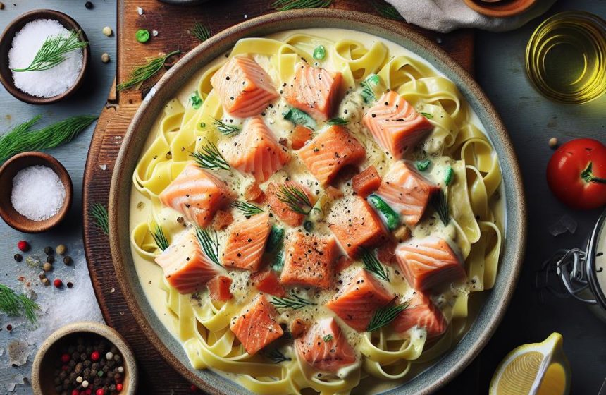Tagliatelles au Saumon avec une Sauce Crémeuse
