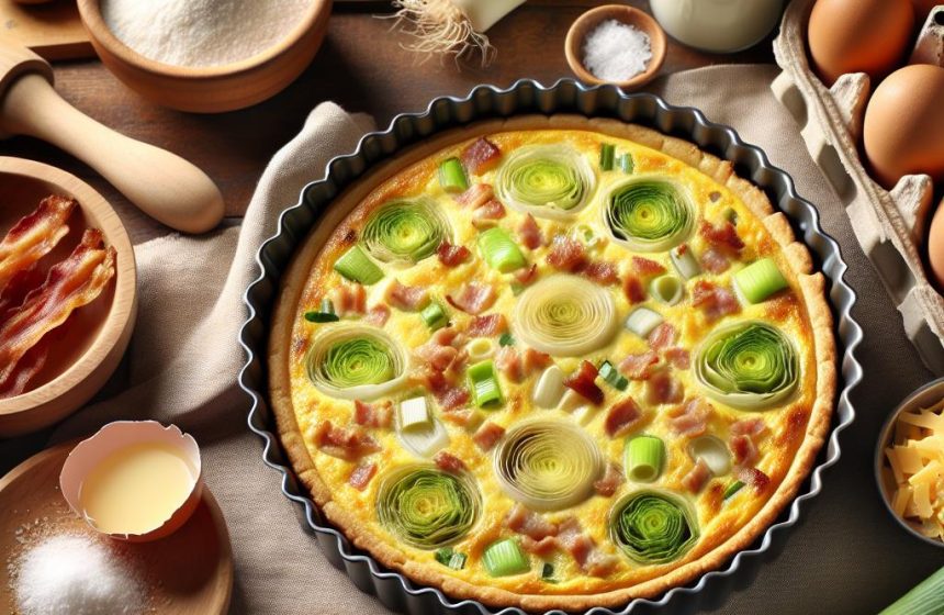 Quiche Poireaux et Allumettes de Bacon sans Pâte