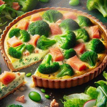 Quiche Brocolis Saumon avec Salade Verte