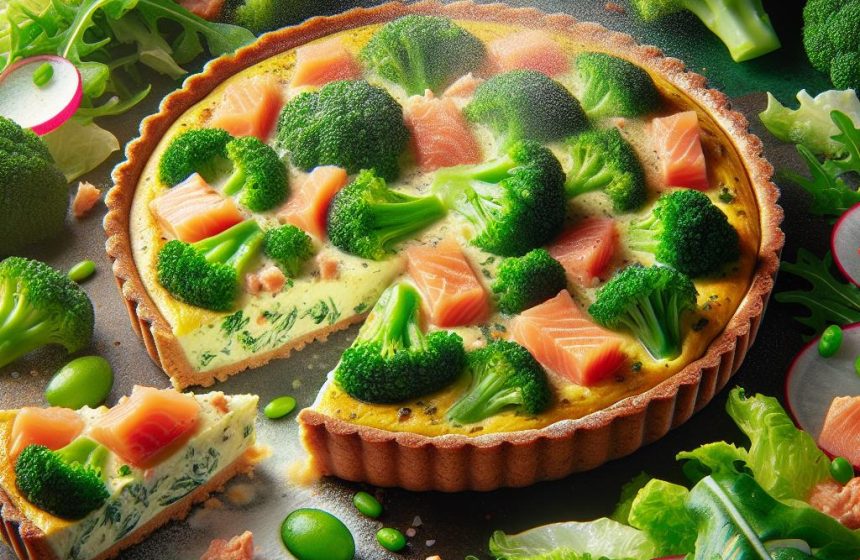Quiche Brocolis Saumon avec Salade Verte