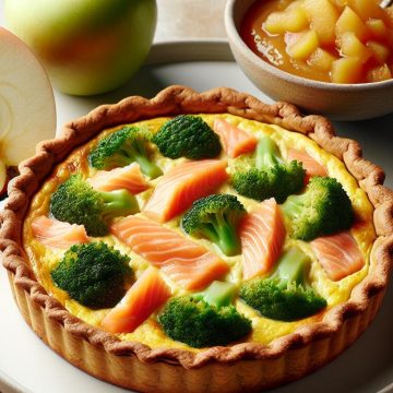 Quiche au Brocoli et Saumon avec Compote de Pomme