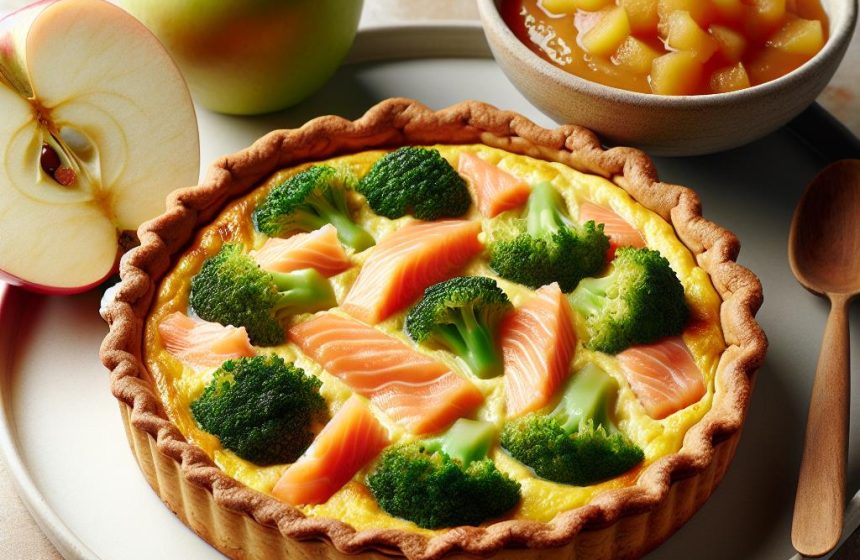 Quiche au Brocoli et Saumon avec Compote de Pomme
