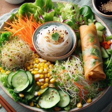 Salade Printanière aux Vermicelles et Rouleau de Printemps