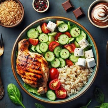 Poulet Grillé avec Salade de Riz et Mozzarella