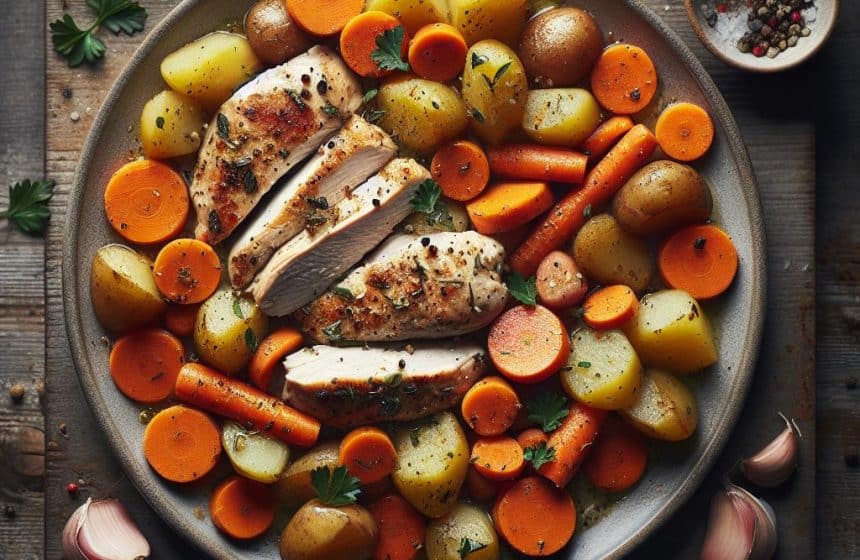 Délice de Poulet aux Carottes et Pommes de Terre Rissolées