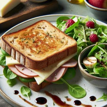 Délice Croque-Monsieur et Salade Verte au Balsamique