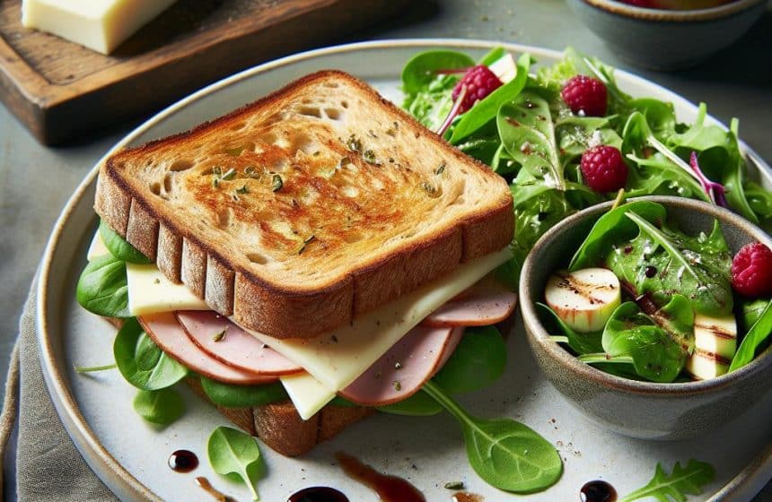 Délice Croque-Monsieur et Salade Verte au Balsamique