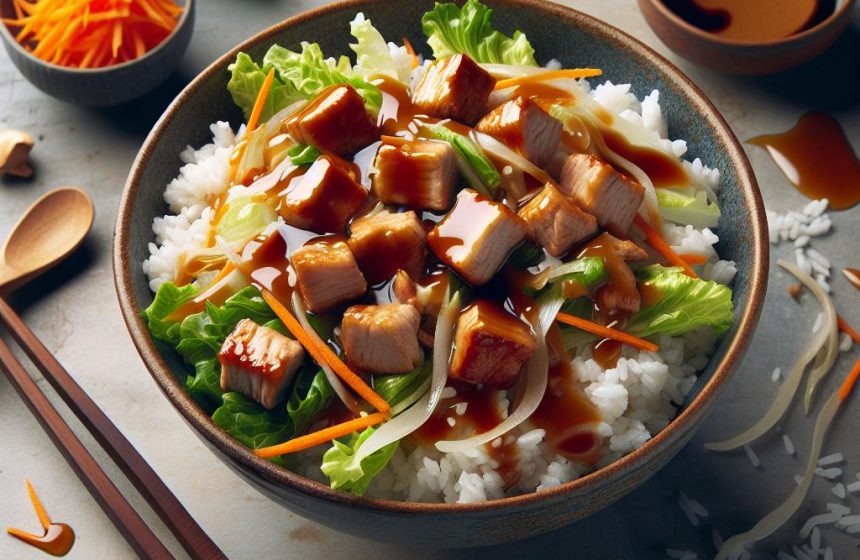 Salade Gourmande de Mâche au Porc et Riz Blanc