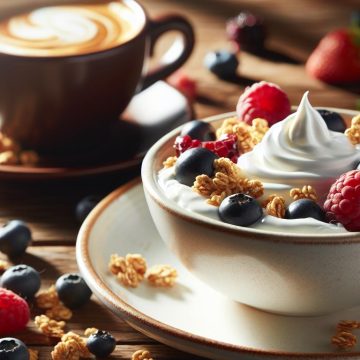 Granola et Fromage Blanc Délice avec Café Aromatique