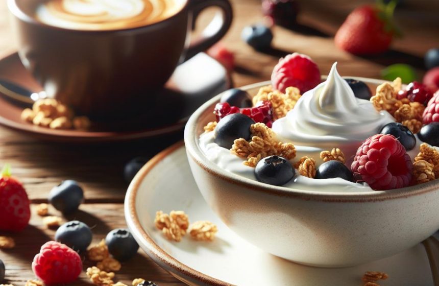 Granola et Fromage Blanc Délice avec Café Aromatique