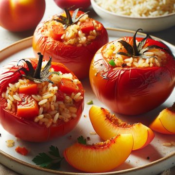 Tomates Farcies au Riz à la Tomate et Nectarine Fraîche