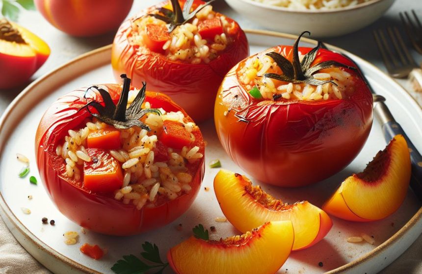 Tomates Farcies au Riz à la Tomate et Nectarine Fraîche