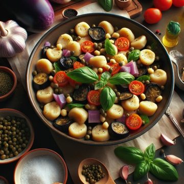 Gnocchi Façon Caponata aux Aubergines, Câpres et Basilic