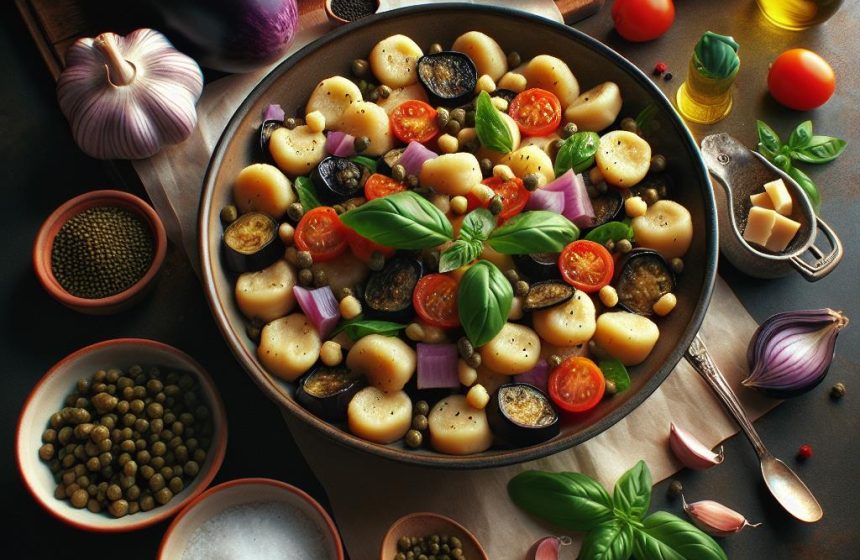 Gnocchi Façon Caponata aux Aubergines, Câpres et Basilic