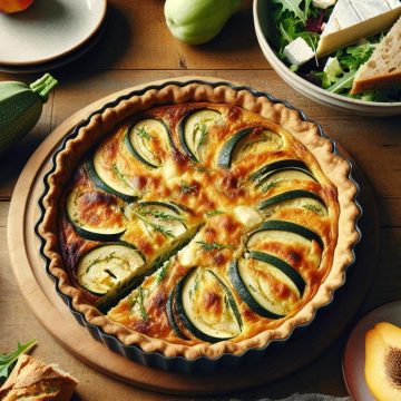 Quiche Gourmande aux Courgettes et Fromages avec Salade Verte
