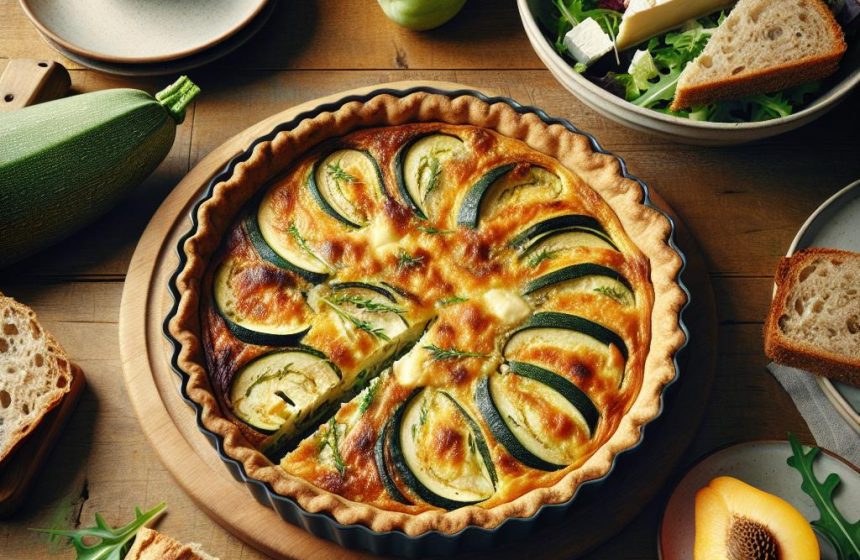 Quiche Gourmande aux Courgettes et Fromages avec Salade Verte
