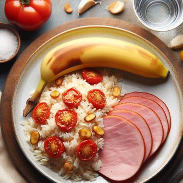 Riz à la Tomate et Jambon Accompagné d’une Banane