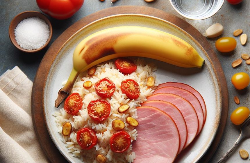 Riz à la Tomate et Jambon Accompagné d&rsquo;une Banane