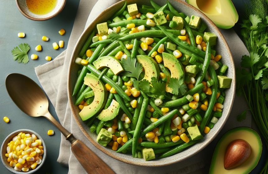 Salade de Haricots Plats et Avocat à la Vinaigrette de Cidre