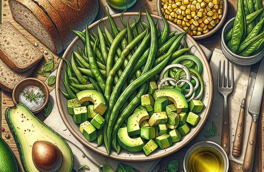 Salade de Haricots Plats et Avocat au Pain Complet
