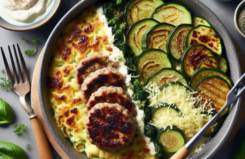 Boudin Blanc avec Gratin de Courgettes et Skyr
