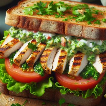 Sandwich au Poulet Braisé avec Sauce Verte