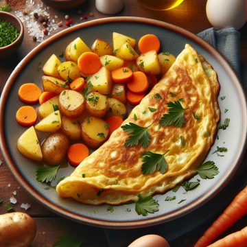 Omelette aux Pommes de Terre et Carottes Sautées