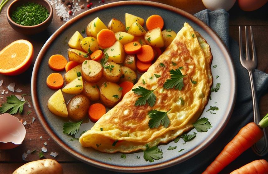 Omelette aux Pommes de Terre et Carottes Sautées