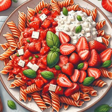 Pâtes à la Tomate Crémeuses au Skyr et Fraises