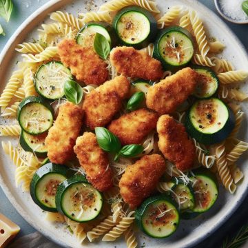 Pâtes aux Courgettes Sautées et Nuggets de Poulet