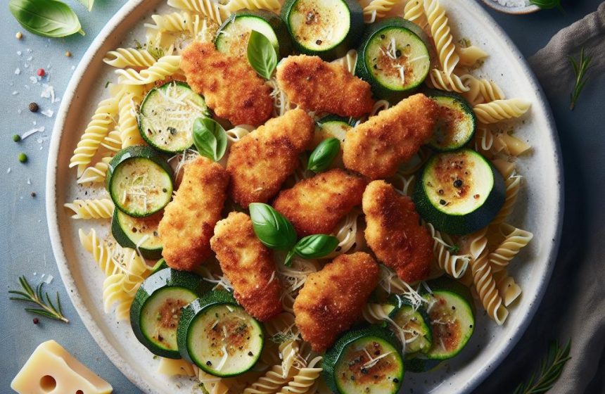 Pâtes aux Courgettes Sautées et Nuggets de Poulet