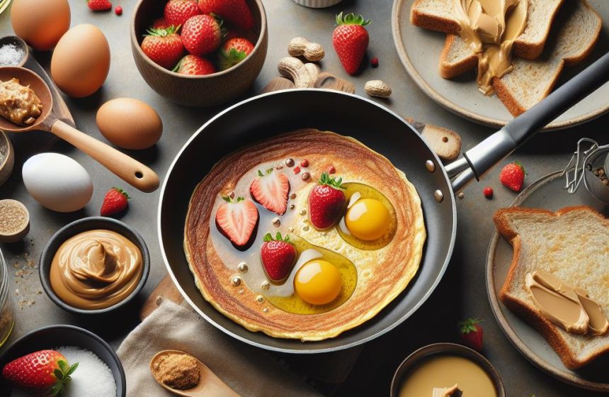 Omelette Gourmande aux Saveurs de Fraise et Beurre de Cacahuètes