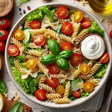 Salade de Pâtes Gourmande aux Légumes Frais et Sauce Crémeuse