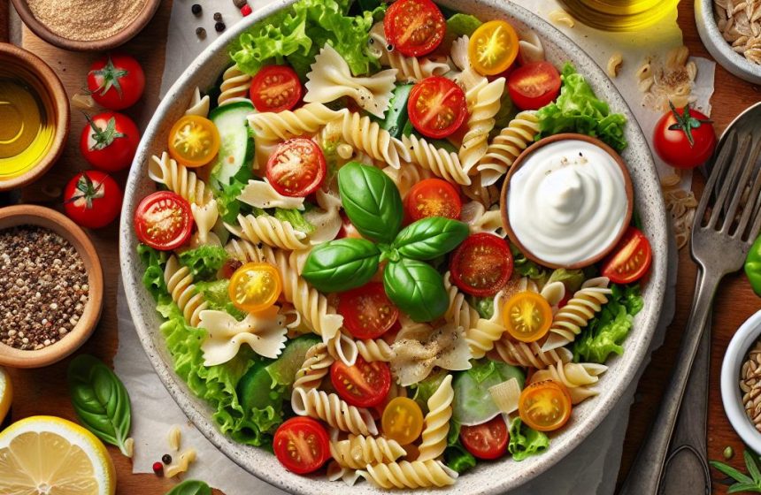 Salade de Pâtes Gourmande aux Légumes Frais et Sauce Crémeuse