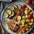 Poulet Grillé avec Pommes de Terre Rôties et Ratatouille