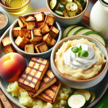 Tofu Grillé avec Purée de Pommes de Terre et Courgettes