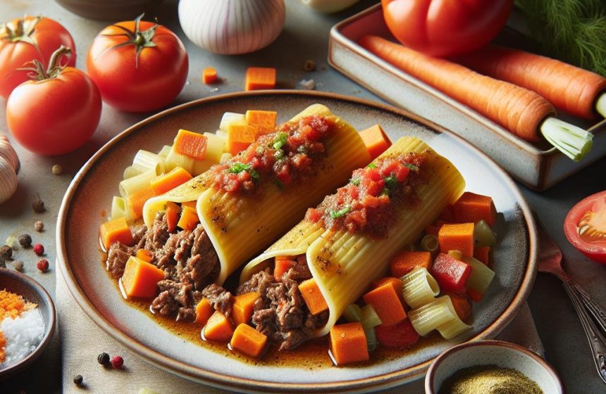 Cannelloni à la Sauce Maison aux Légumes et Bœuf