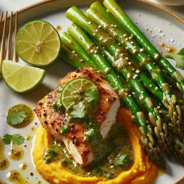 Délice de Poulet Citron Vert et Coriandre avec Asperges Croquantes