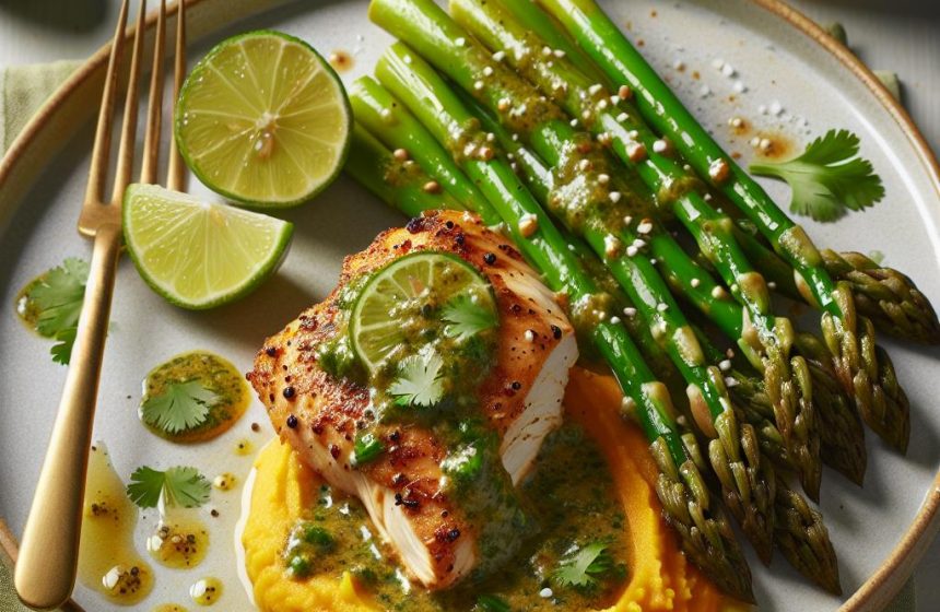 Délice de Poulet Citron Vert et Coriandre avec Asperges Croquantes