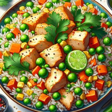 Riz Sauté au Poulet et Légumes Colorés